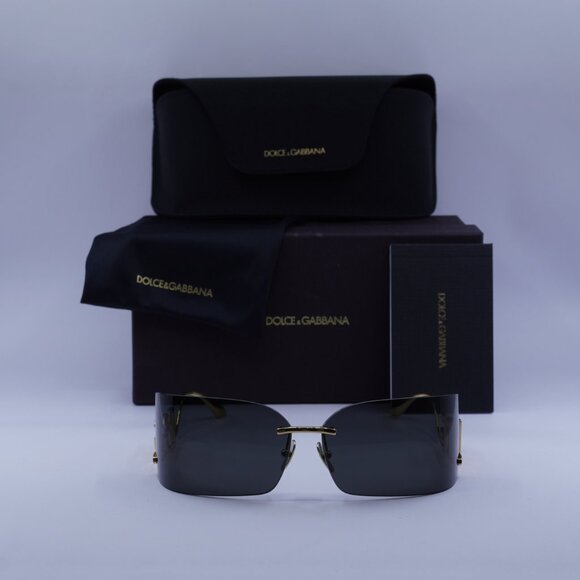 Dolce & Gabbana DG2319 02/87 Rectangle Sunglasses - Gold/Dark grey